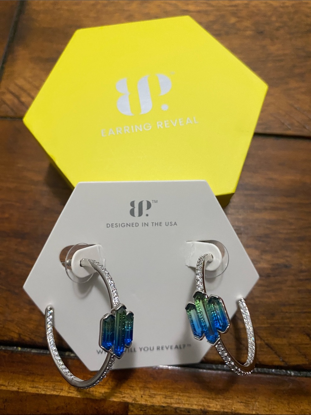 Bomb Party OG Originals Earrings - Azure Blue Bi Color Tourmaline - Rhodium